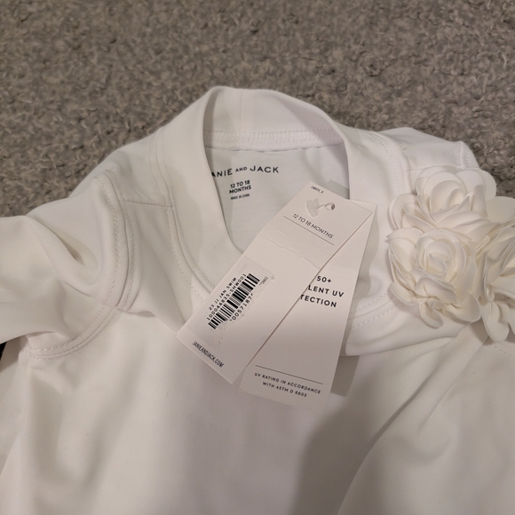 Janie and Jack White Swim Top with Floral Detail - Picture 3 of 5